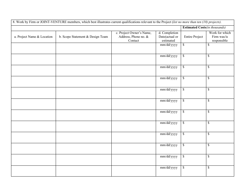 Form M55 Architect-Engineer Related Services for Specific Project Questionnaire - Mississippi, Page 7