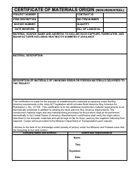 Document preview: Certificate of Materials Origin (Non-iron/Steel) - Missouri