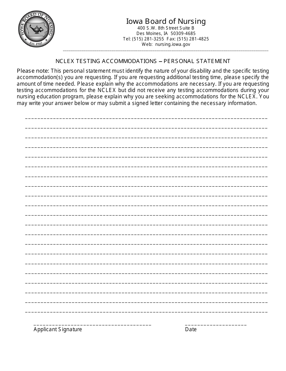 Iowa nclex testing accommodations fill out sign online and download