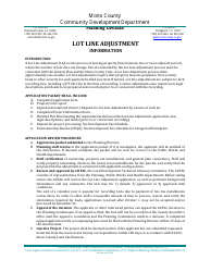 Document preview: Lot Line Adjustment Application - Mono County, California