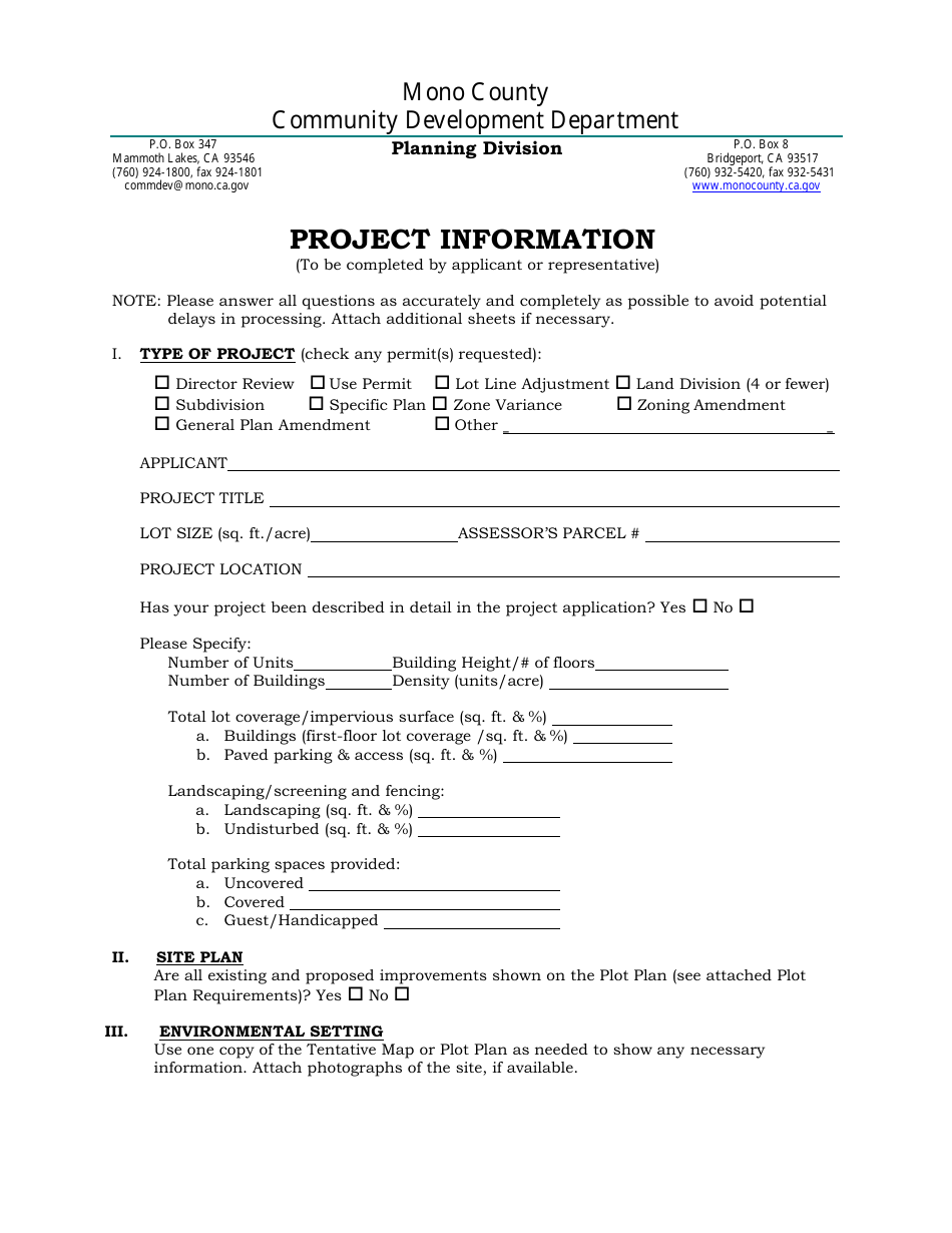 Lot Line Adjustment Application - Mono County, California, Page 5