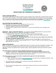 Document preview: Instructions for Licensure by Examination - Iowa