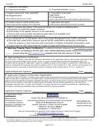 Application for Use of Pesticides Under an Aquatic Nuisance Control Permit - Vermont, Page 2
