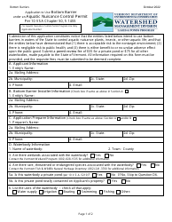Document preview: Application to Use Bottom Barrier Under an Aquatic Nuisance Control Permit - Vermont