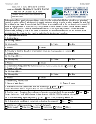 Application to Use a Structural Control Under an Aquatic Nuisance Control Permit - Vermont