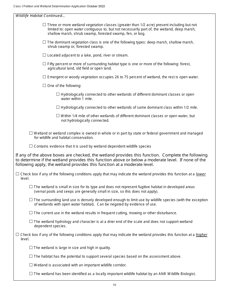 Determination and Class I Rulemaking Petition Database Form - Vermont Wetlands Program - Vermont, Page 10