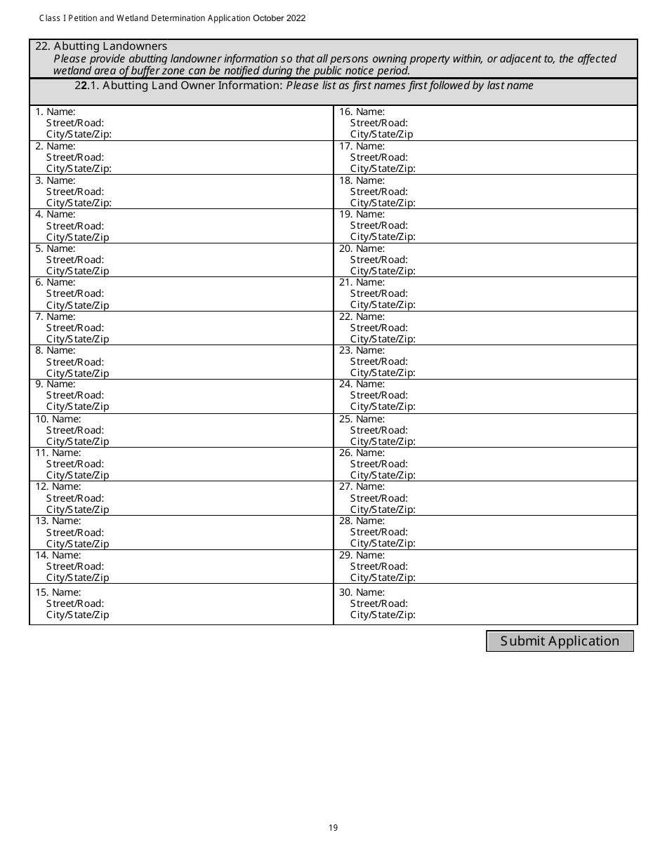 Determination and Class I Rulemaking Petition Database Form - Vermont Wetlands Program - Vermont, Page 19