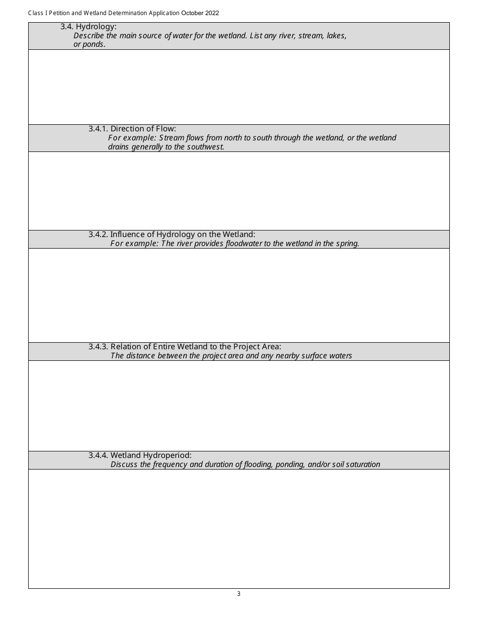 Determination and Class I Rulemaking Petition Database Form - Vermont Wetlands Program - Vermont, Page 3
