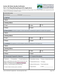 Document preview: Part 1 Section 401 Water Quality Certification Pre-application Form - Vermont