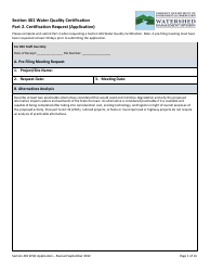 Document preview: Part 2 Section 401 Water Quality Certification Application Form - Vermont