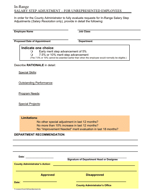 Salary Step Adjustment for Unrepresented Employees - County of Sonoma, California Download Pdf