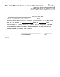 Document preview: Form L161B Affidavit to Obtain Duplicate of Lost or Destroyed Check - Sonoma County, California