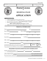 Dental License by Regional Exam Application - Alabama, Page 2