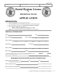 Dental Hygiene License by Regional Exam Application - Alabama, Page 2