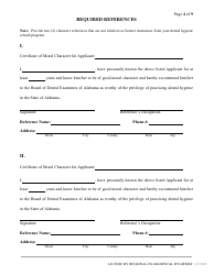 Dental Hygiene License by Regional Exam Application - Alabama, Page 4