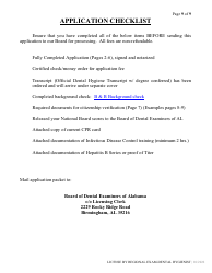 Dental Hygiene License by Regional Exam Application - Alabama, Page 9