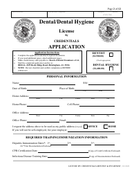 Dental/Dental Hygiene License by Credentials Application - Alabama, Page 2