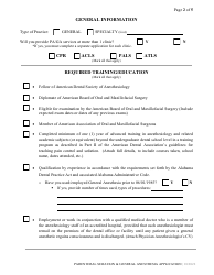 Parenteral Sedation/General Anesthesia Permit Application - Alabama, Page 2