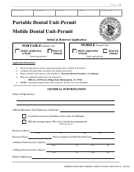 Portable Dental Unit-Permit/Mobile Dental Unit-Permit Initial &amp; Renewal Application - Alabama