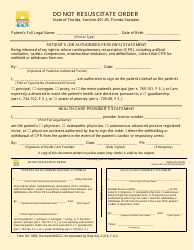 Document preview: Form DH1896 Do Not Resuscitate Form - Florida
