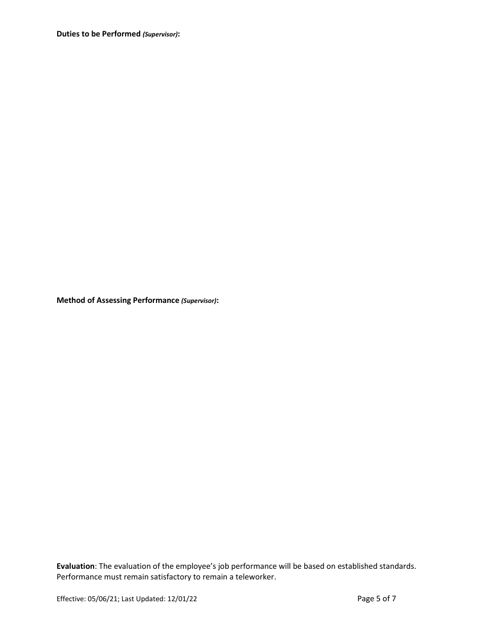 Telework Request and Agreement Form - Alaska, Page 5