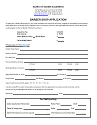 Document preview: Barber Shop Application - South Dakota