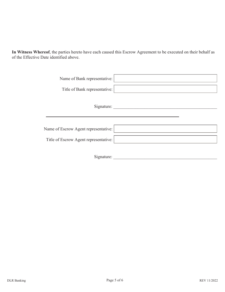 Pledge Escrow Agreement - South Dakota, Page 5