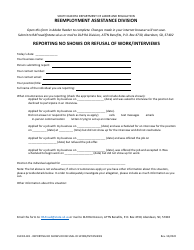 Document preview: Form DLR RA401 Reporting No Shows or Refusal of Work/Interviews - South Dakota