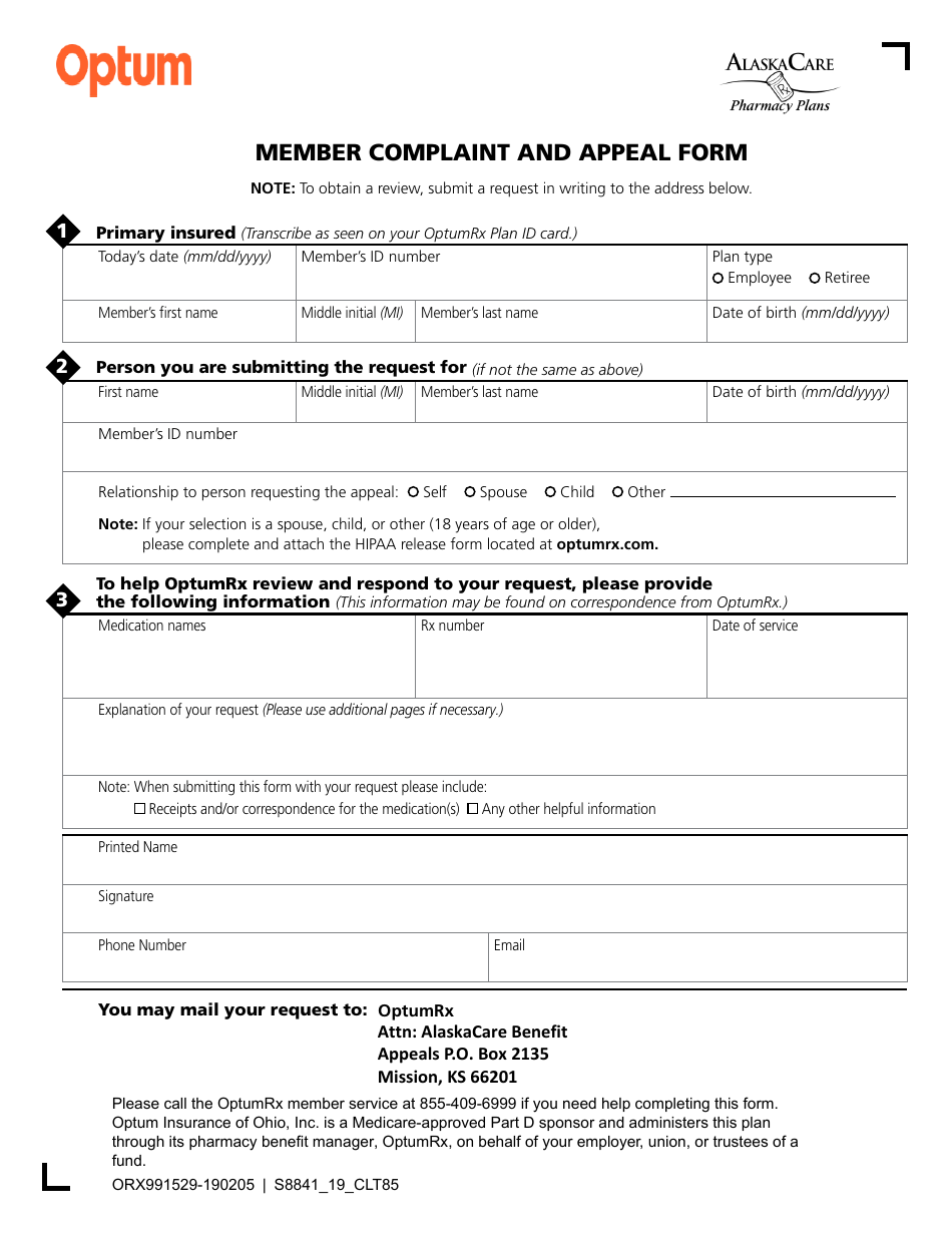 Member Complaint and Appeal Form - Alaska, Page 1