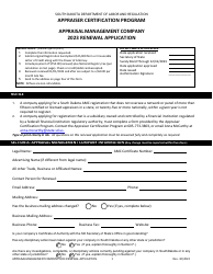 Document preview: Appraisal Management Company Renewal Application - South Dakota, 2023