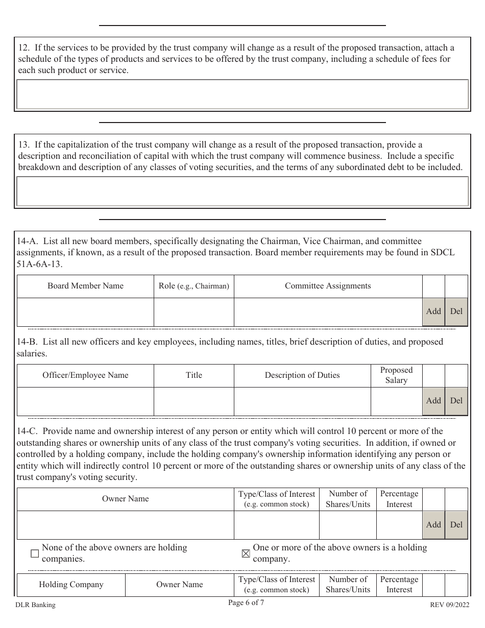 Change in Control Notice - South Dakota, Page 6