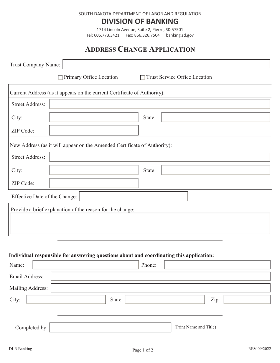 South Dakota Address Change Application Fill Out, Sign Online and Download PDF Templateroller