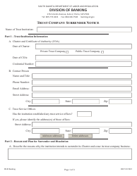 Document preview: Trust Company Surrender Notice - South Dakota
