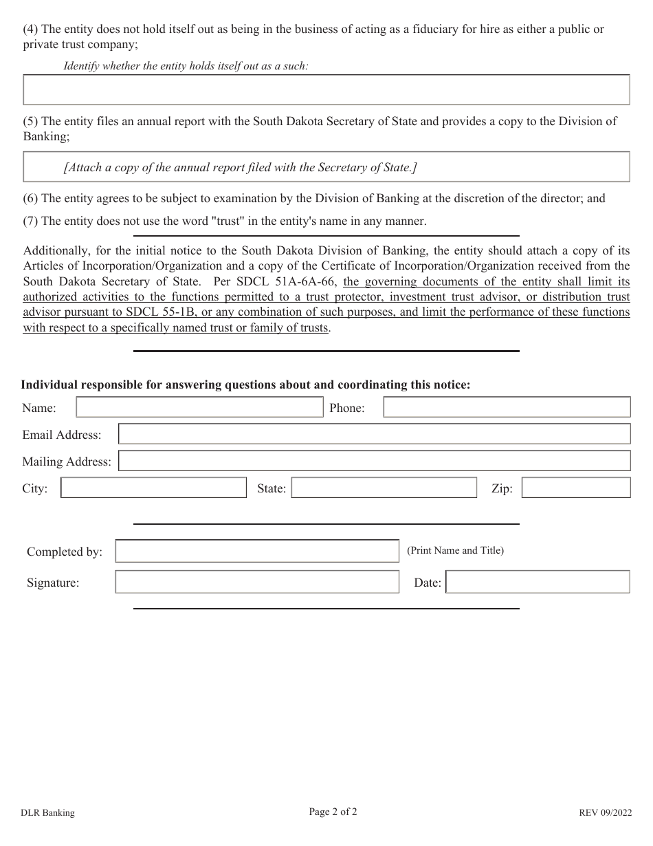 Special Purpose Entity Notice - South Dakota, Page 2