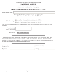 Document preview: Trust Company Supervisory Fee Calculator - North Dakota