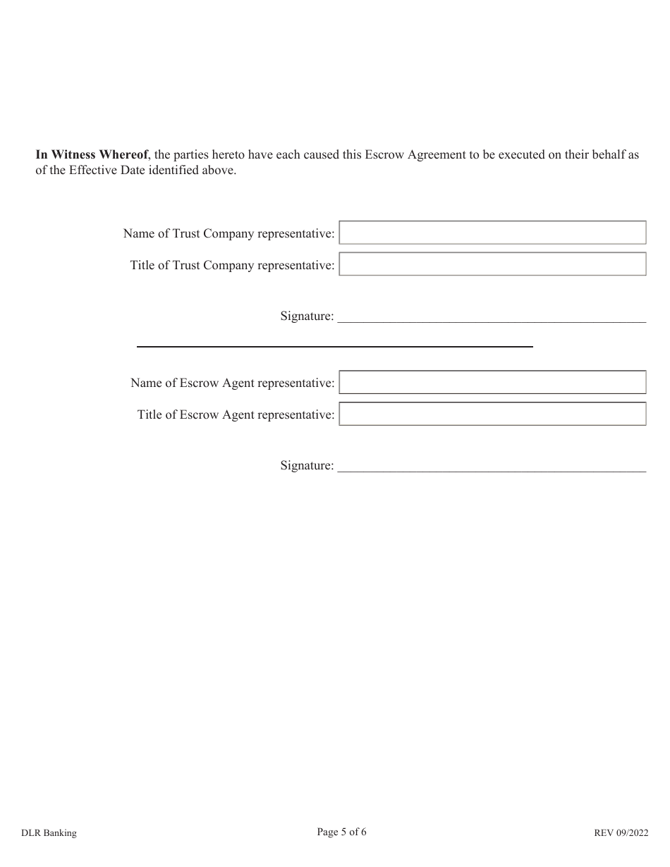 Pledge Escrow Agreement - South Dakota, Page 5
