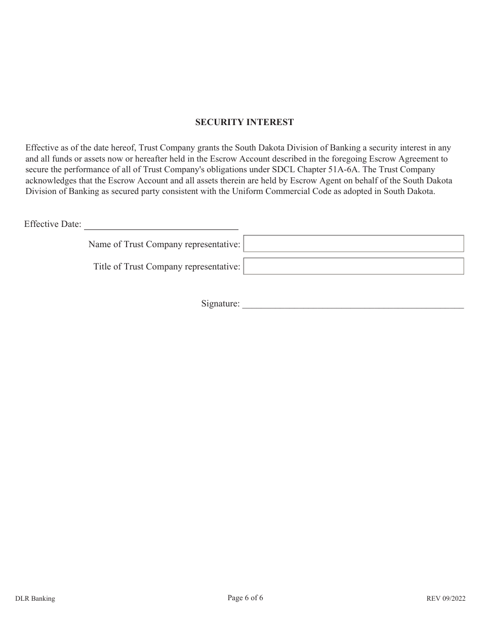Pledge Escrow Agreement - South Dakota, Page 6