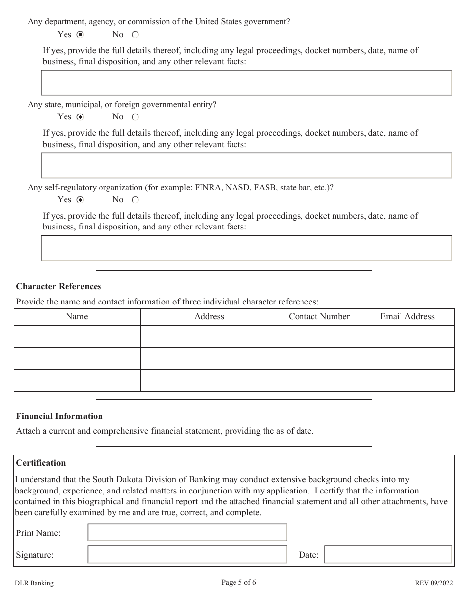 Biographical and Financial Report - South Dakota, Page 5