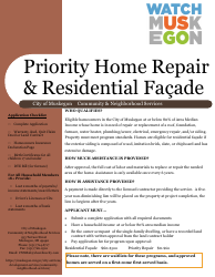 Document preview: Priority Home Repair & Residential Facade Application - City of Muskegon, Michigan