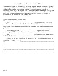 SD Form 0263 Application for Registration and Notice of Intention to Sell Condominium - South Dakota, Page 10