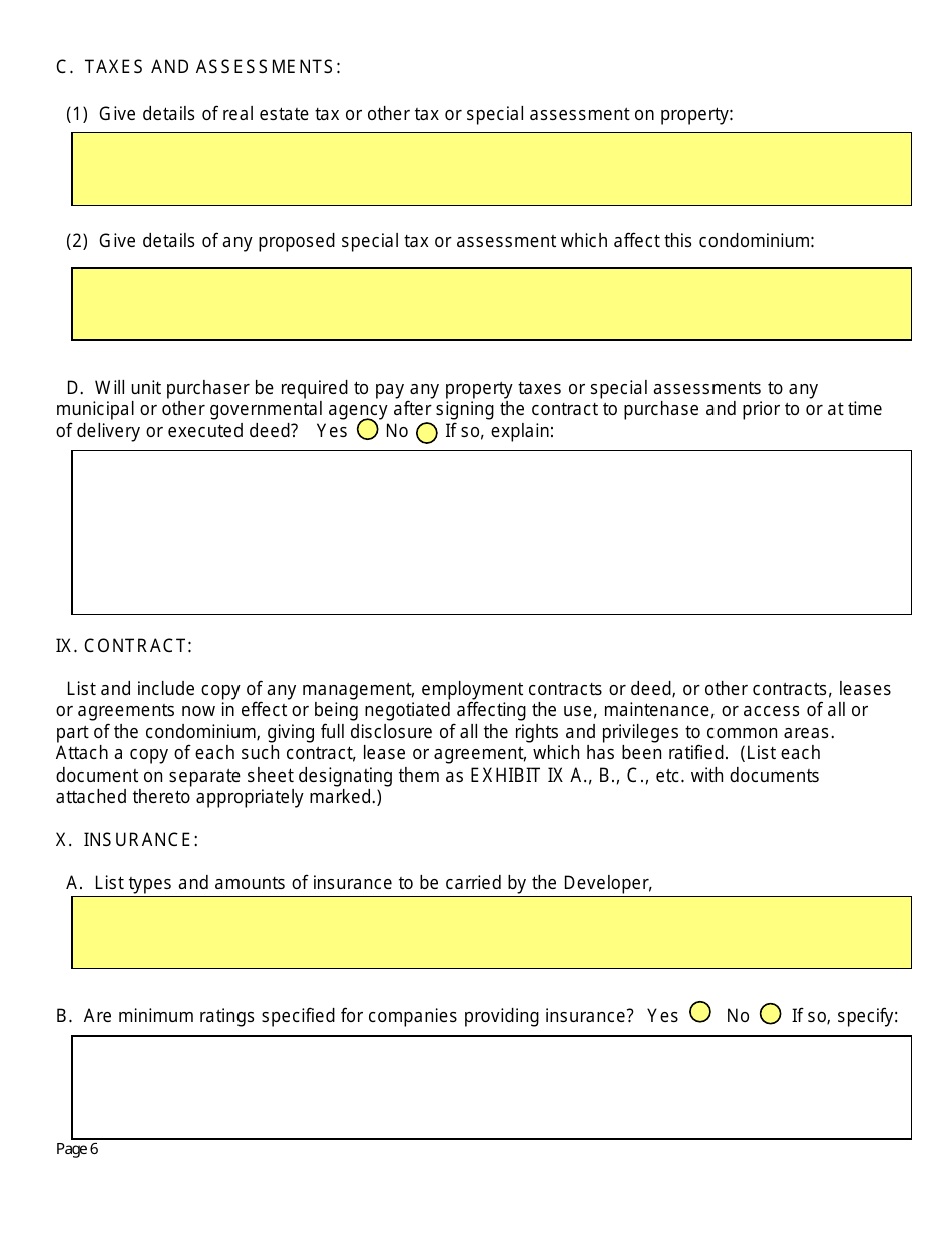 SD Form 0263 Application for Registration and Notice of Intention to Sell Condominium - South Dakota, Page 6