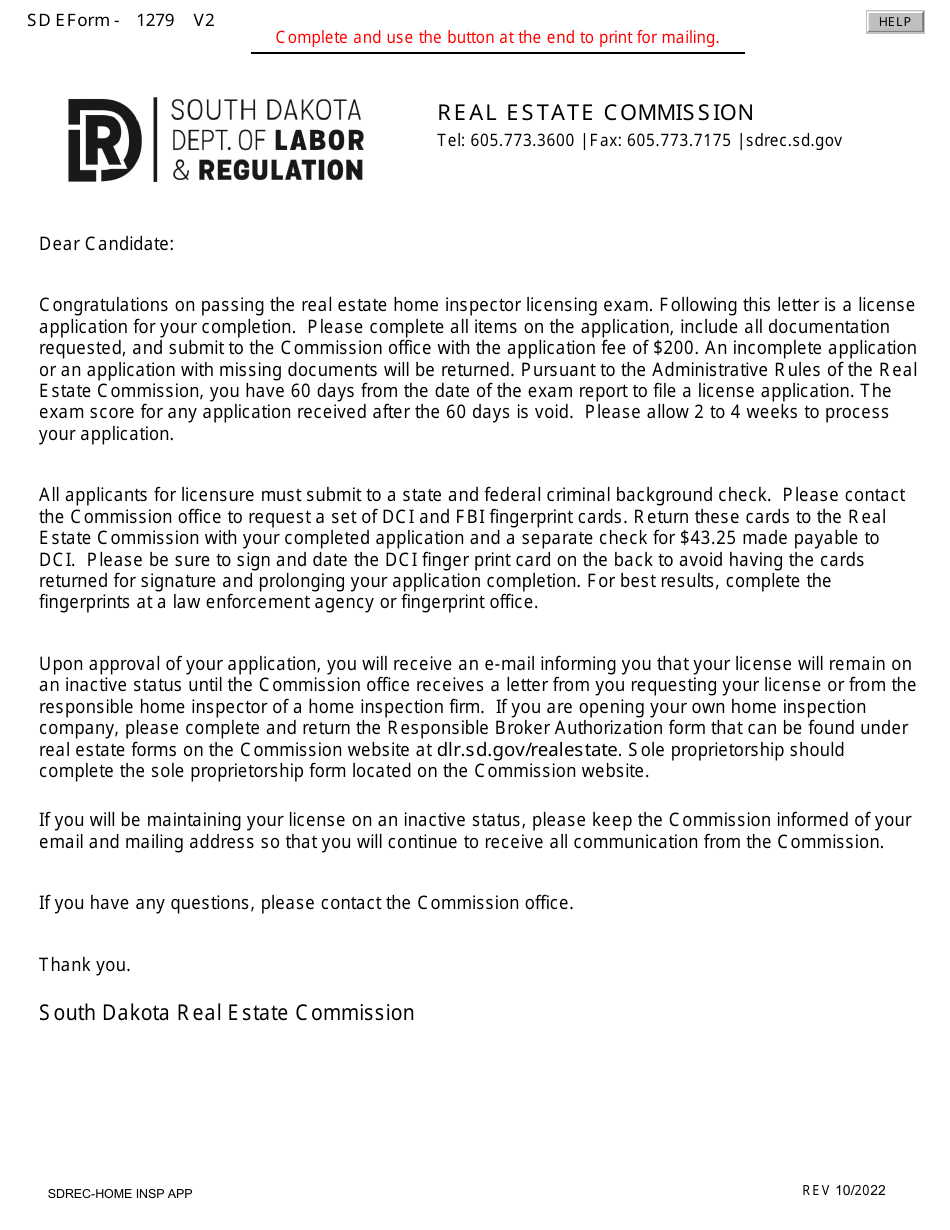 SD Form 1279 Download Fillable PDF or Fill Online Application for