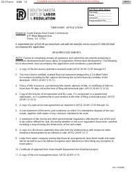 SD Form 0286 Timeshare Application - South Dakota