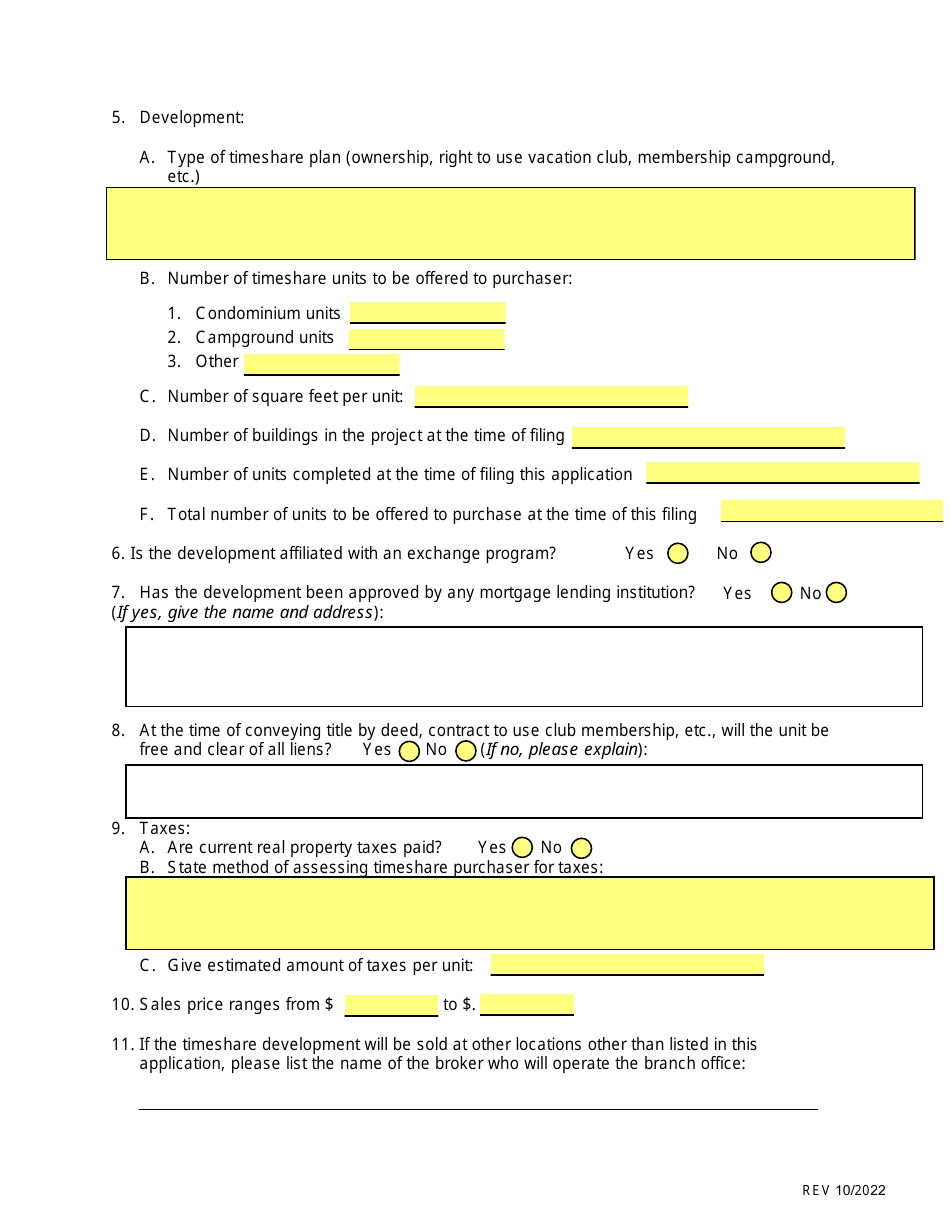 SD Form 0286 Timeshare Application - South Dakota, Page 3