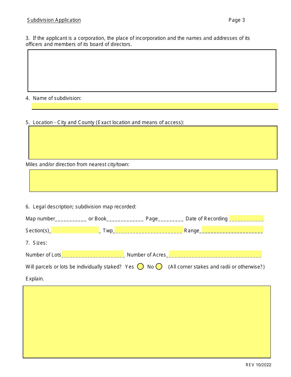 SD Form 0284 Subdivision Application - South Dakota, Page 3