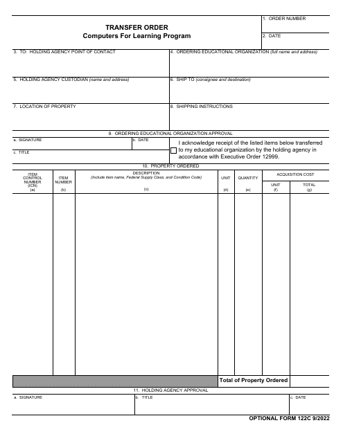 Optional Form 122C  Printable Pdf