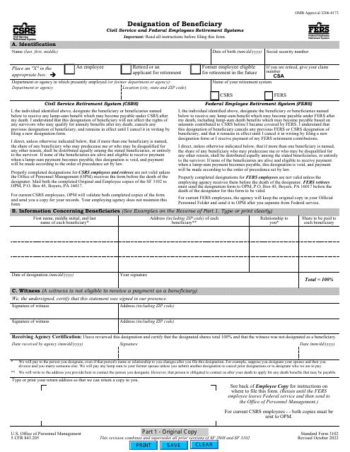 Form SF-3102 Designation of Beneficiary