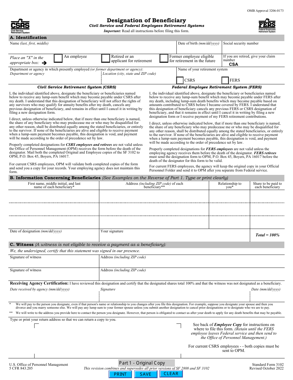 Sf 3102 Fillable Form - Printable Forms Free Online