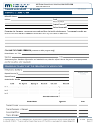 Document preview: Form AG-03134 Refund Claim Form - Minnesota