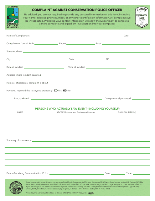 Form DNR-LAW-230037  Printable Pdf
